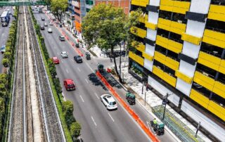 Luftbild neuer Radweg Calzada Tlalpan Mexico City